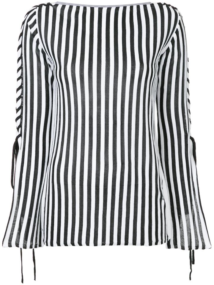 G.v.g.v. Lace Sleeve Striped Top - White