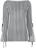 G.v.g.v. Lace Sleeve Striped Top - White