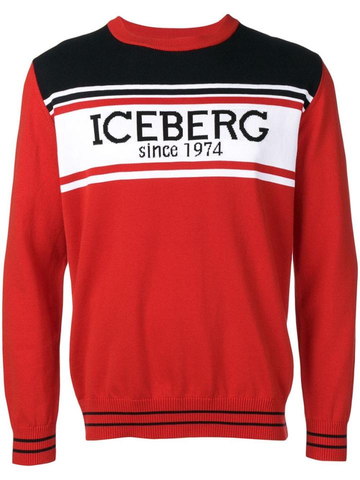 Iceberg Intarsia Logo Sweater - Red