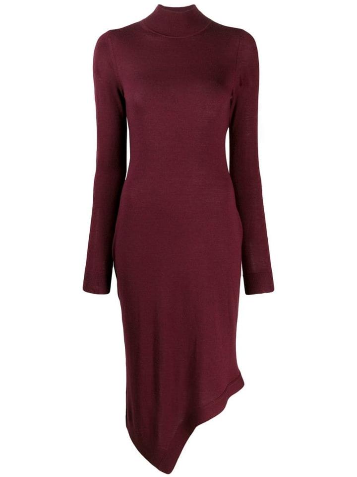 Pringle Of Scotland Roll Neck Asymmetric Dress - Purple