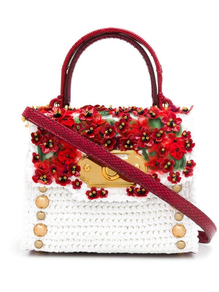 Dolce & Gabbana Floral Embellished Tote - White