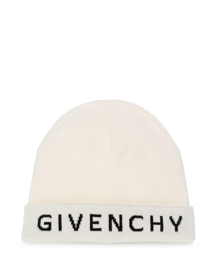 Givenchy Logo Beanie Hat - White