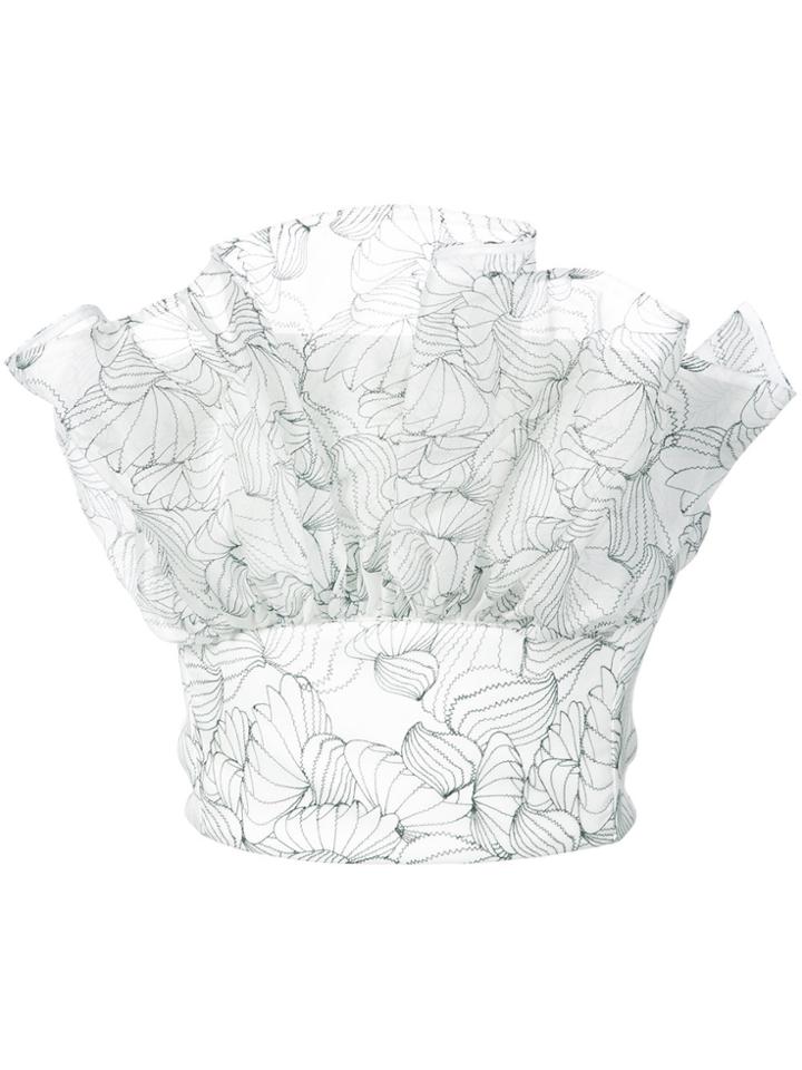 Maticevski Strapless Floral Ruffle Top - White