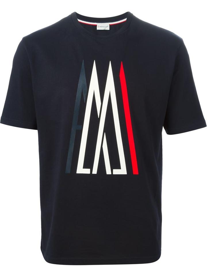 Moncler X Ami Logo Print T-shirt, Men's, Size: Xl, Blue, Cotton