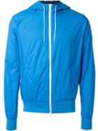 Sun 68 'rain' Hooded Zip Up Jacket, Men's, Size: Xxl, Blue, Cotton/polyamide