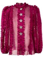 Dolce & Gabbana Crystal Star Ruffled Blouse - Pink