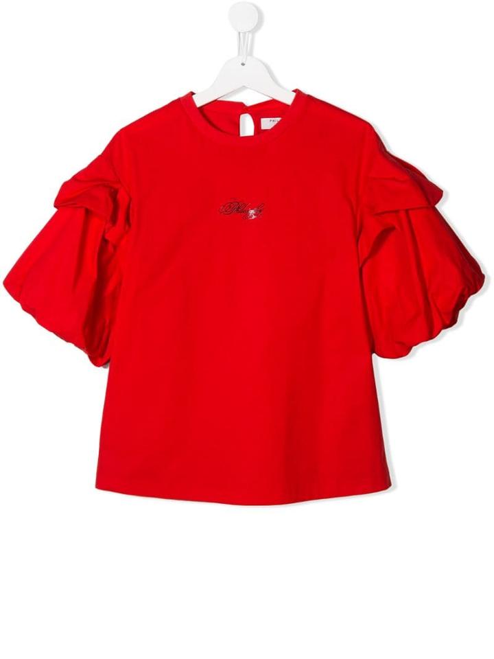 Philosophy Di Lorenzo Serafini Kids Teen Balloon Sleeve Blouse - Red