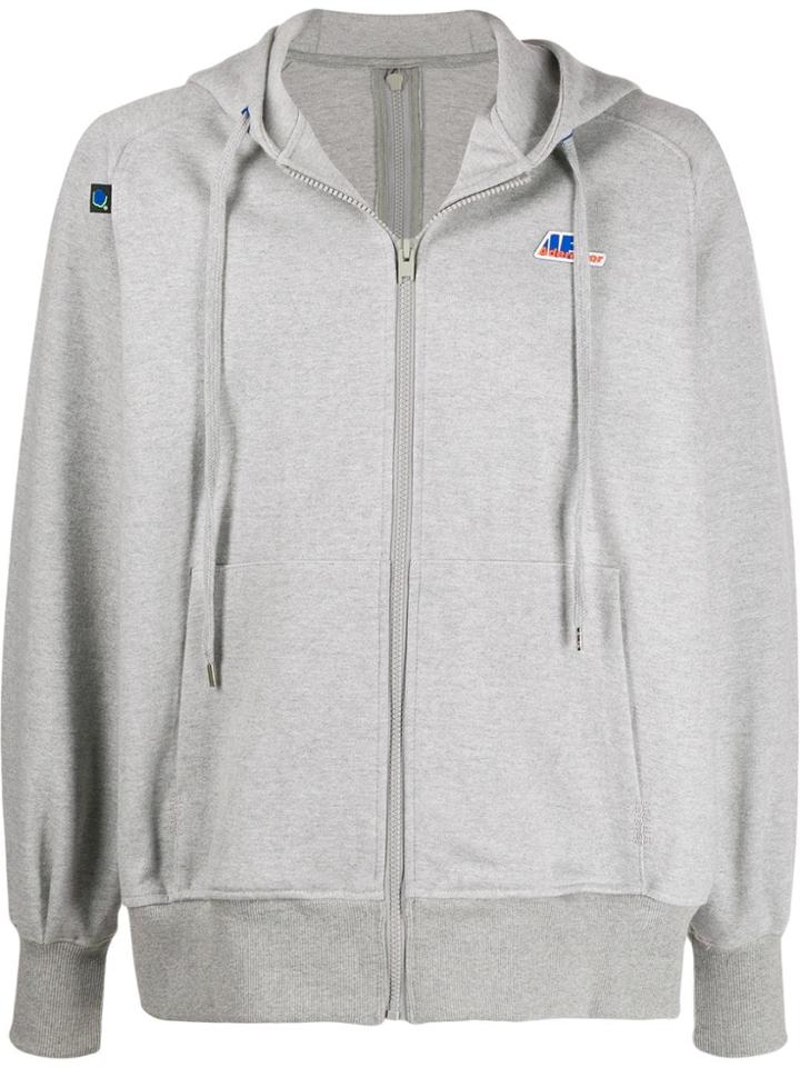 Ader Error Logo Embroidered Oversized Hoodie - Grey