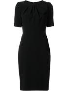 Boutique Moschino Gathered Neck Short Sleeve Dress - Black