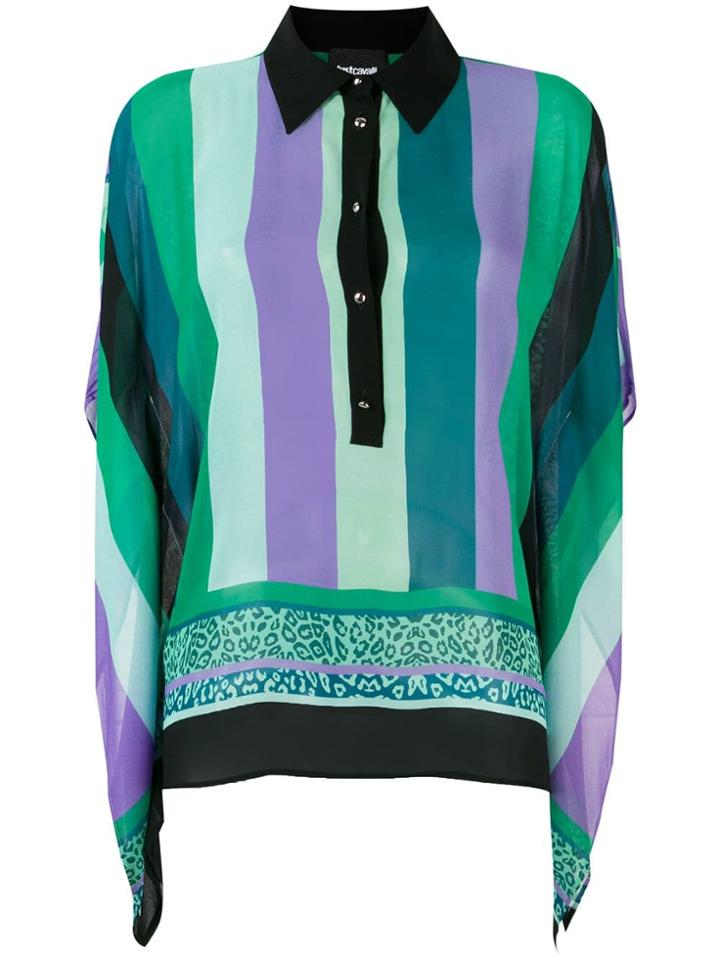 Just Cavalli Striped Ruffle Shirt - Green