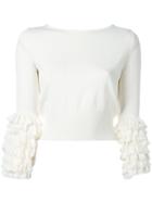 Ermanno Scervino - Tiered Sleeve Jumper - Women - Polyamide/polyester/viscose - 38, Nude/neutrals, Polyamide/polyester/viscose