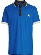 Burberry Tipped Cotton Piqué Polo Shirt - Blue