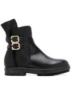 Agl Chunky Buckled Boots - Black