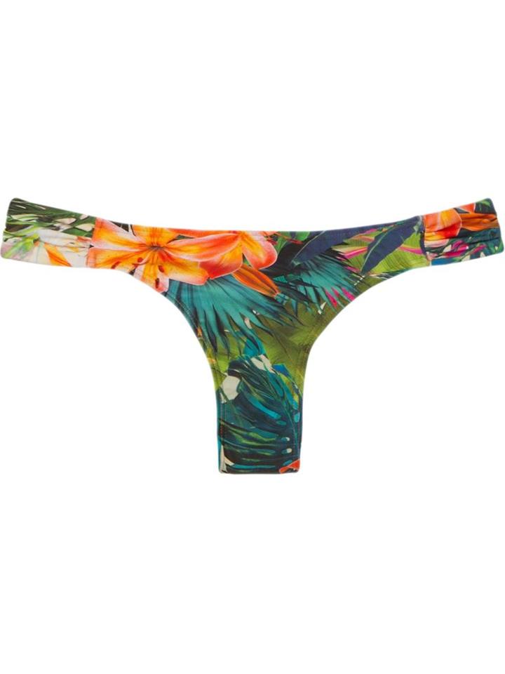 Lygia & Nanny Floral Side Ruched Bikini Bottom, Women's, Size: 48, Blue, Polyamide