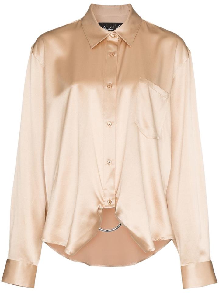 Martine Rose Ring Embellished Silk Shirt - Neutrals