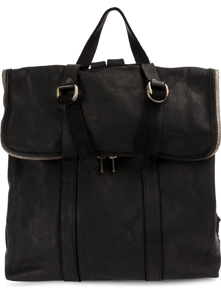 Guidi Foldover Top Backpack - Black
