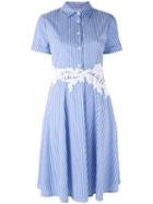P.a.r.o.s.h. - Striped Flared Shirt Dresss - Women - Cotton/polyamide/spandex/elastane - M, Blue, Cotton/polyamide/spandex/elastane
