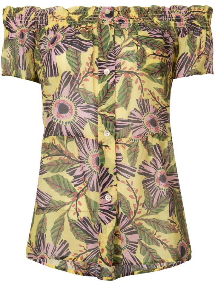 Red Valentino Floral Print Short Sleeved Shirt - Yellow & Orange