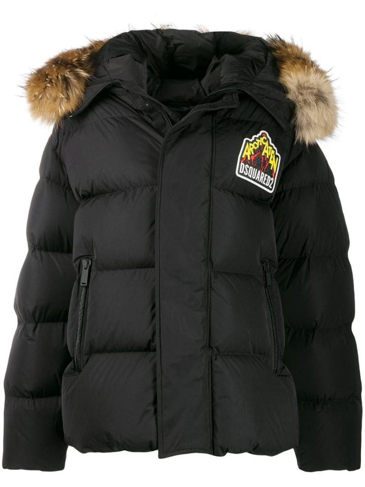 Dsquared2 Logo Parka Coat - Black