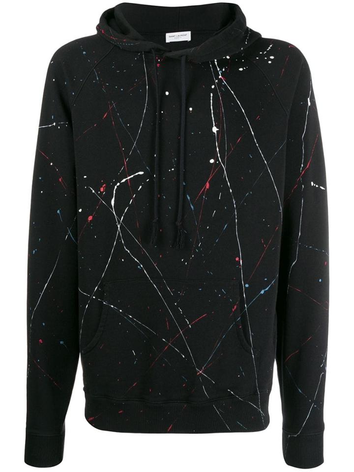 Saint Laurent Splatter Effect Hoodie - Black