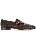 Santoni Weaved Design Monk Shoes - Brown