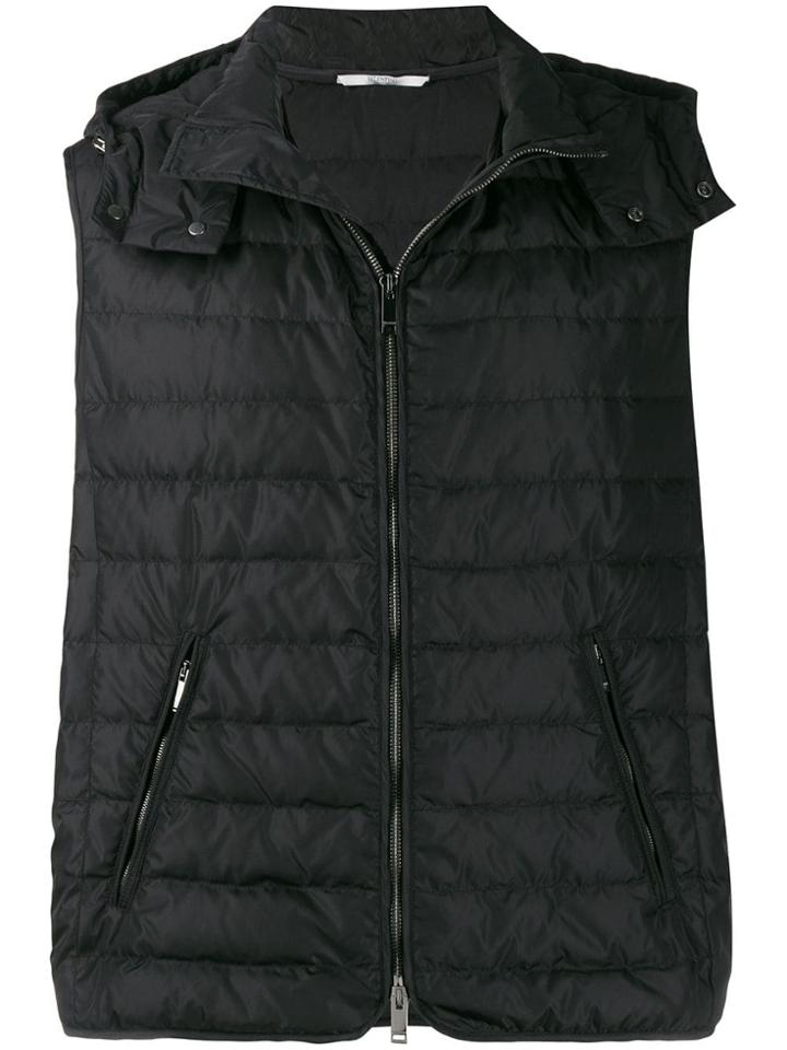 Valentino Logo Print Padded Vest - Black