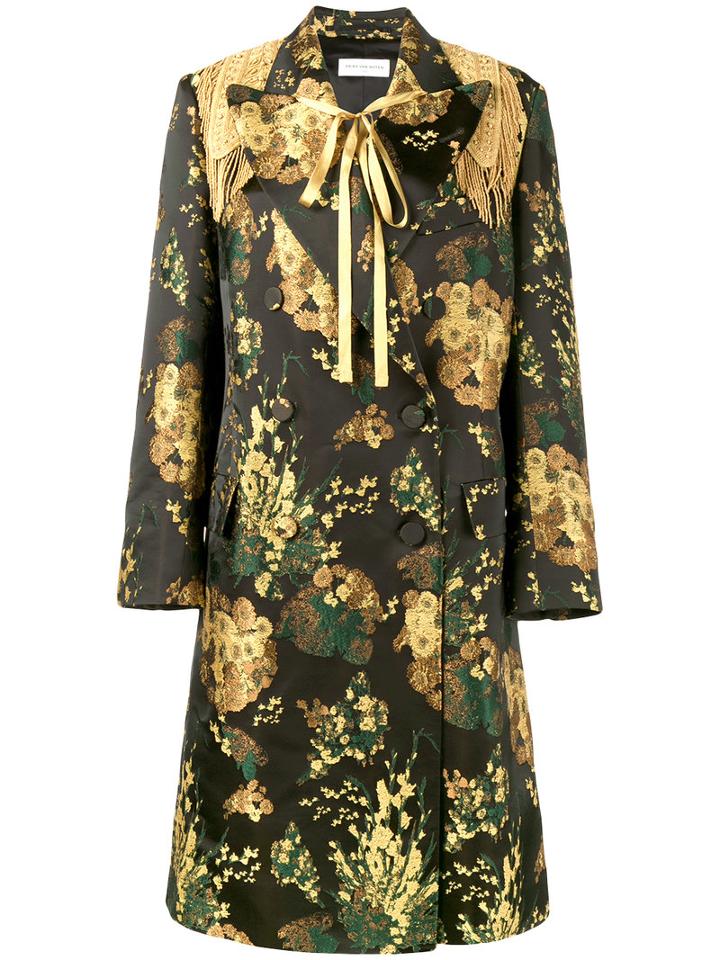 Dries Van Noten - 'powell' Brocaded Double Breasted Coat - Women - Cotton/polyester/acetate/viscose - Xs, Women's, Black, Cotton/polyester/acetate/viscose