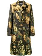 Dries Van Noten - 'powell' Brocaded Double Breasted Coat - Women - Cotton/polyester/acetate/viscose - Xs, Women's, Black, Cotton/polyester/acetate/viscose