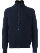 Loro Piana 'costa Inglese' Cardigan, Men's, Size: 50, Blue, Silk/goat Skin/spandex/elastane/coypu Fur