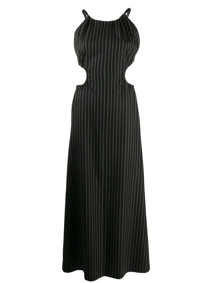 Maison Margiela Pinstriped Cut-out Dress - Black