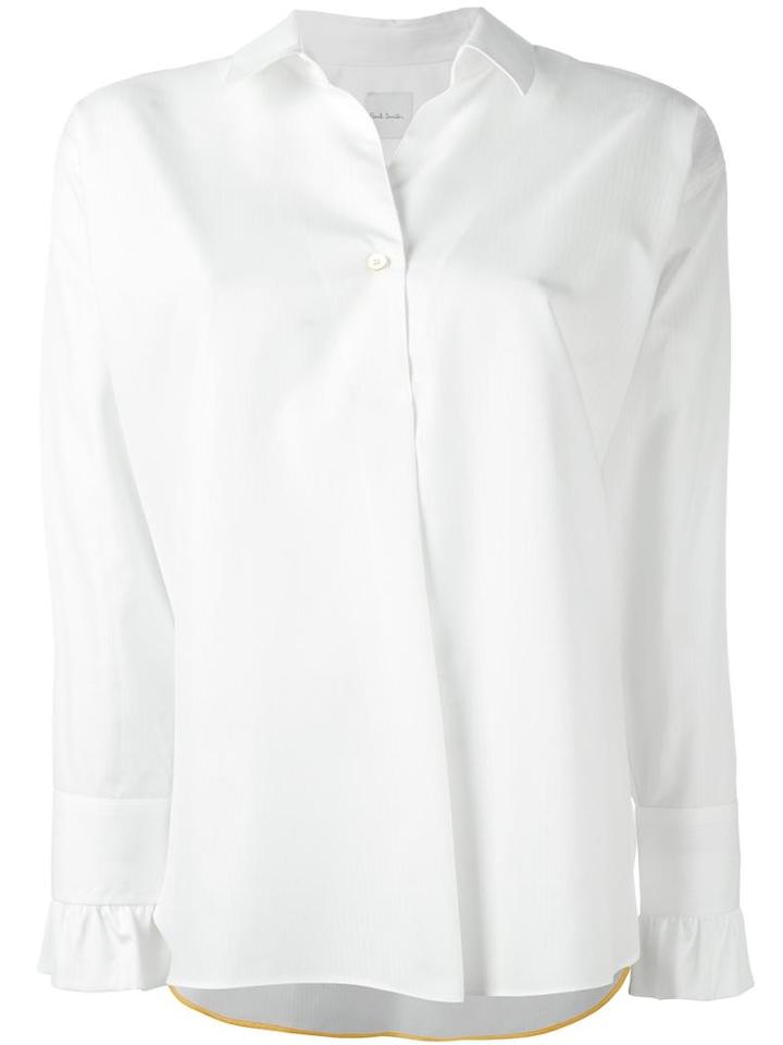 Paul Smith Contrasting Trim Blouse, Women's, Size: 44, White, Cotton/cupro