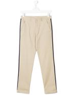 Moncler Kids Teen Side-striped Chinos - Nude & Neutrals