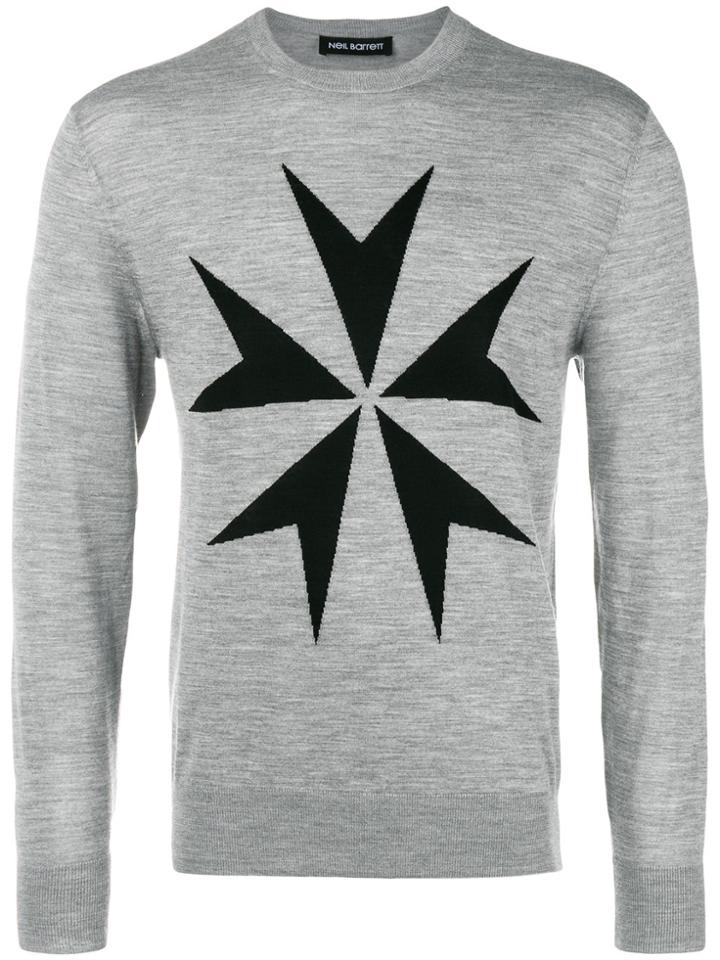 Neil Barrett Contrast Star Jumper - Grey