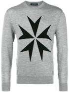 Neil Barrett Contrast Star Jumper - Grey