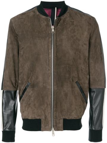 Low Brand Panelled Bomber Jacket - Brown
