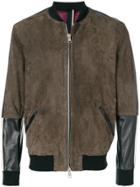 Low Brand Panelled Bomber Jacket - Brown