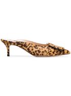 Gianvito Rossi Yellow And Brown Ruby 55 Leopard Haircalf Mules