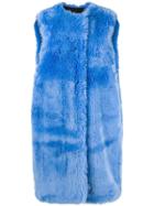 Msgm Faux Fur Long Gilet - Blue