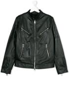 Neil Barrett Kids Teen Leather Moto Jacket - Black