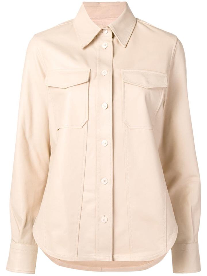 Calvin Klein Pointed Collar Leather Shirt - Neutrals