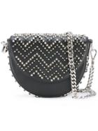 Philipp Plein Curved Spike Stud Bag, Women's, Black, Calf Leather/polyester/metal