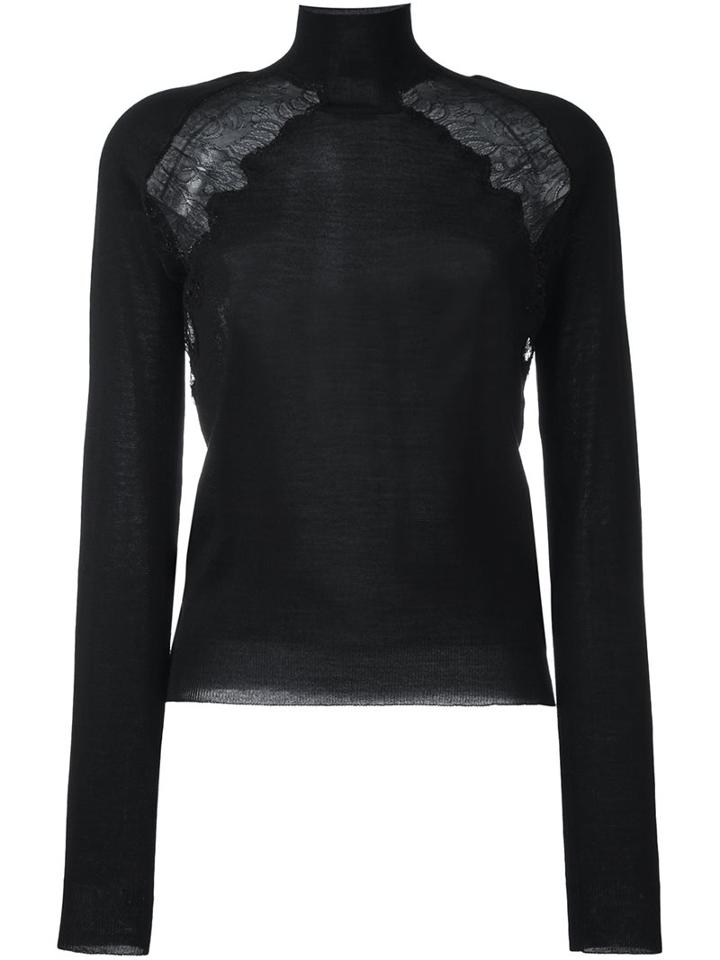 La Perla 'leisuring' Lace Detail Jumper, Women's, Size: Small, Black, Silk/nylon/polyester/wool