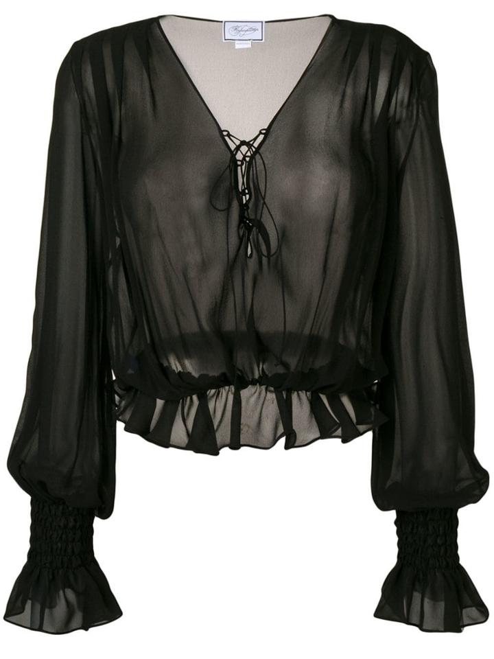 Redemption Long-sleeve Sheer Blouse - Black