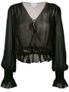 Redemption Long-sleeve Sheer Blouse - Black