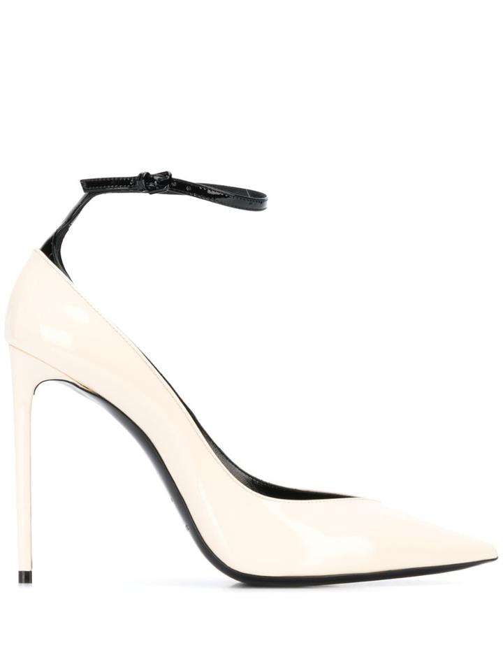 Saint Laurent Zoe Strapped Pumps - White