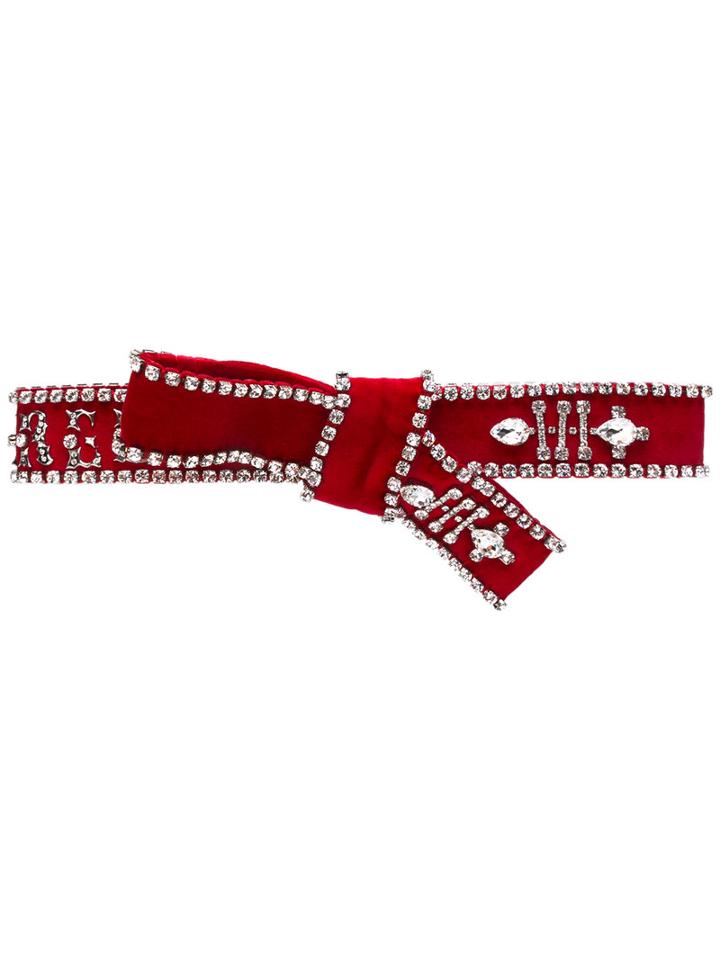 Dsquared2 - Crystal Embellished Knotted Belt - Women - Cotton/calf Leather/elastodiene/viscose - S, Red, Cotton/calf Leather/elastodiene/viscose