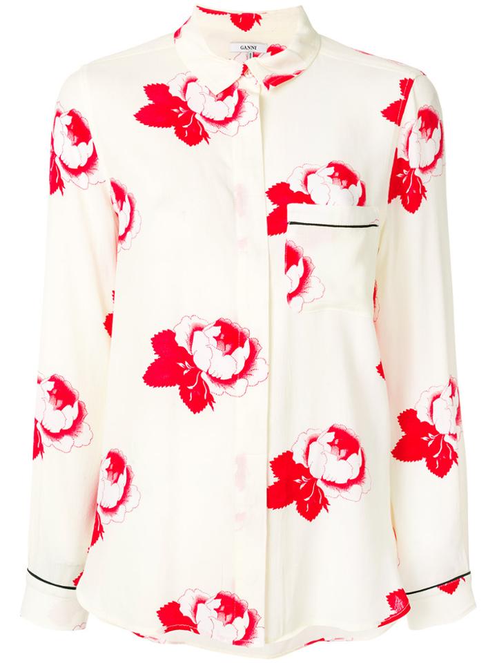 Ganni Rose Print Shirt - Nude & Neutrals