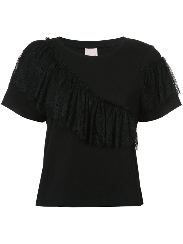 Cinq A Sept Lace Frill Trim Top - Black