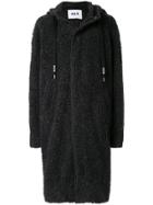 Msgm Hooded Shearling Coat - Black
