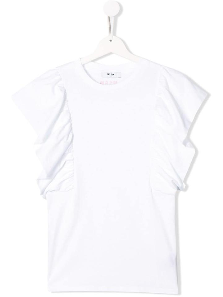 Msgm Kids Frill Short-sleeve Top - White
